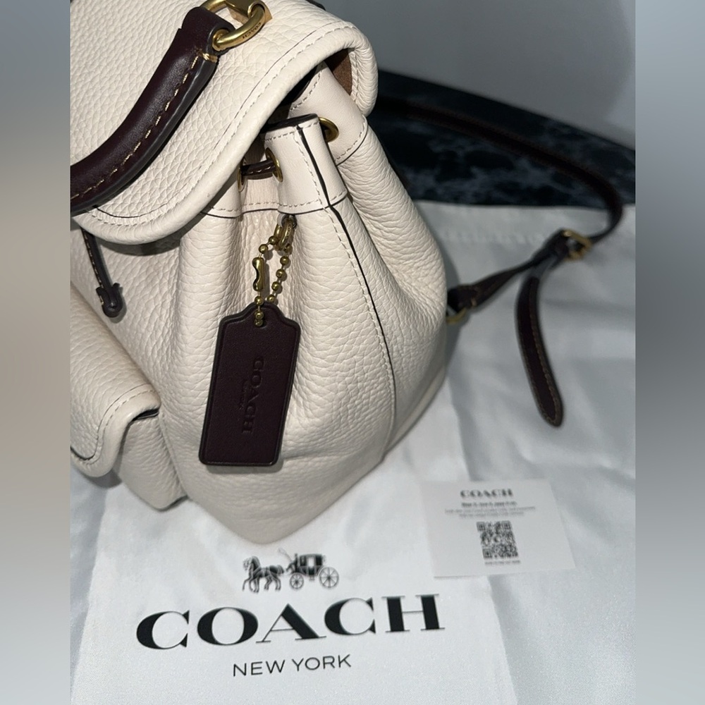 COACH Bag Riya 21 Backpack Chalk White Leather AUTHENTIC NWT-Broken Snap Closure - Picture 6 of 15